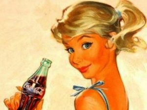 A picture on a illustration where a woman is drinking coke-Crazy Facts about Coca Cola