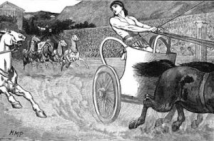 A picture of a chariot race