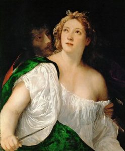 A painting of Lucretia with her Husband Collatinus