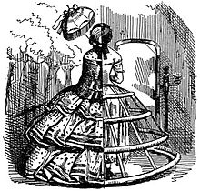 A picture of the 19th century fashion called as the crinoline cage