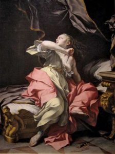 Painting of Lucretia stabbing herself 