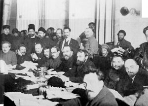 A picture of the Bolsheviks meeting- another one of the effects of World War I was the Bolsheviks rise to power