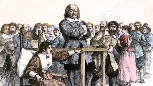 A picture of the trial of Giles Corey