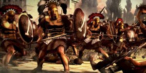 A picture of spartans in battle