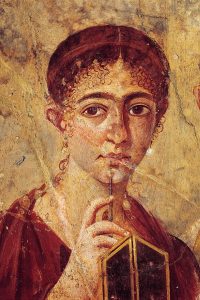 A picture of a unibrowed greek woman