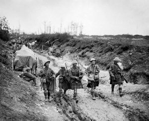A picture of men walking back from the trenches during the battle of Somme- in pictures