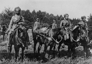 A picture depicting troops from the Indian Cavalry Division of the British Indian Army, 1916.