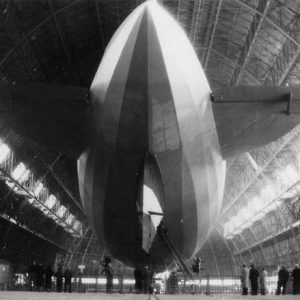 A picture of the Graf Zeppelin in the Akron airship shed