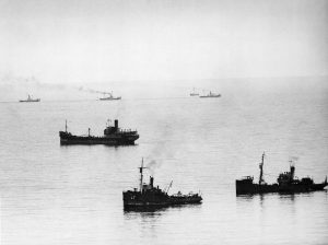 A picture depicting ships- Dunkirk Evacuation