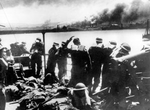 A picture depicting troops on a ship- Dunkirk Evacuation