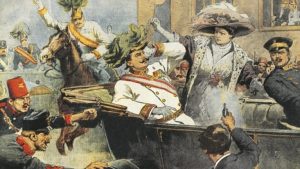 A picture depicting the Archduke and his wife's Famous Assassinations