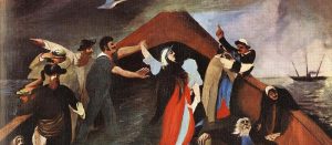 A painting of the norse at the sea