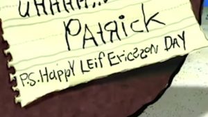A picture of Leif Erikson Day from Spongebob