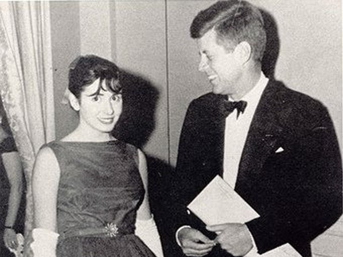 A picture of John F kennedy with Nancy Pelosi