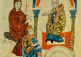 A painting of Henry IV and Pope Gregory VII