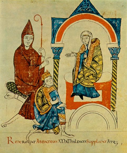 A painting of Henry IV and Pope Gregory VII