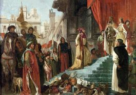 A painting of Columbus' arrival in Spain