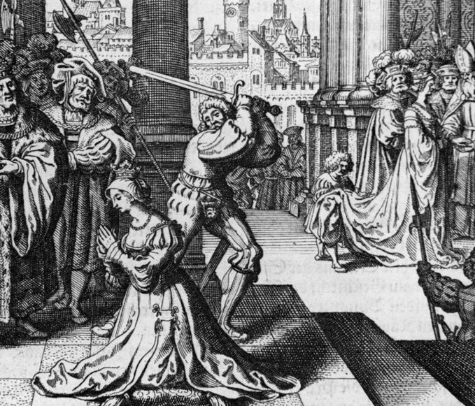 A painting of Anne Boleyn being beheaded
