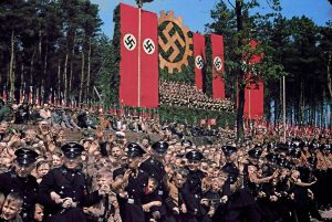 A picture of crowds gathered at the Volkswagon ceremony