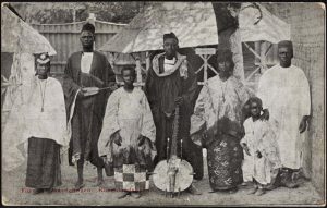 A picture of unidentified natives on a display at a human zoo