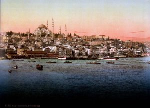 A colour picture depicting the glorious Ottoman Empire Constantinople.