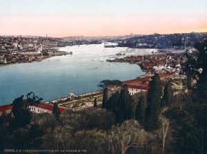 A picture depicting the Golden Horn waterway, a major urban waterway and the primary inlet of the Bosphorus.