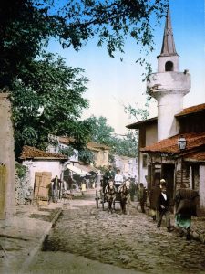 A picture of the Scutari district, a residential area in Constantinople.