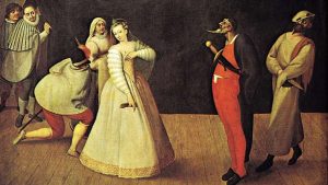 A picture of 16th century actors- Elizabethan theatre