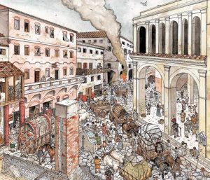 A picture of Roman insulae- What was life like in Ancient Rome? - Daily life in Ancient Rome