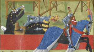 A picture depicting knights jousting- History of medieval jousting
