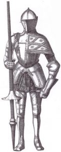 A picture of an armoured medieval knight