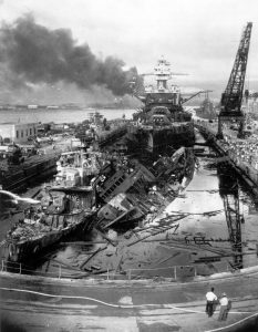 A picture of damaged battleships