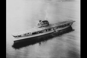 A picture of USS Yorktown- Battle of Midway