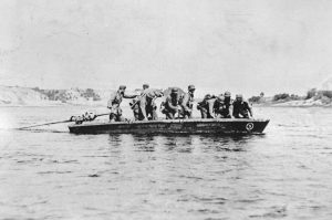 A picture depicting German soldiers on a boat- Operation Barbarossa